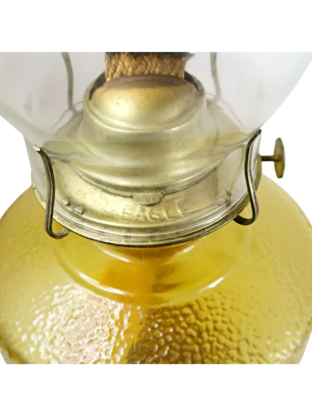 Vintage Amber Pressed‑Glass Oil Lamp, Early American Style, 18¼